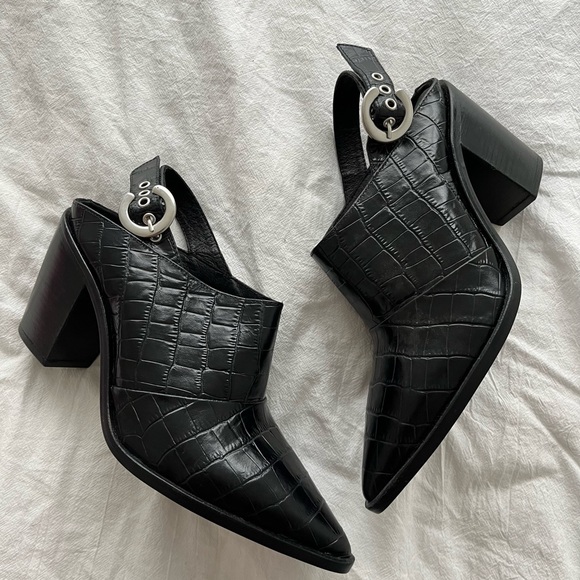 L’intervalle Croc Leather Slingback Booties - Picture 1 of 3